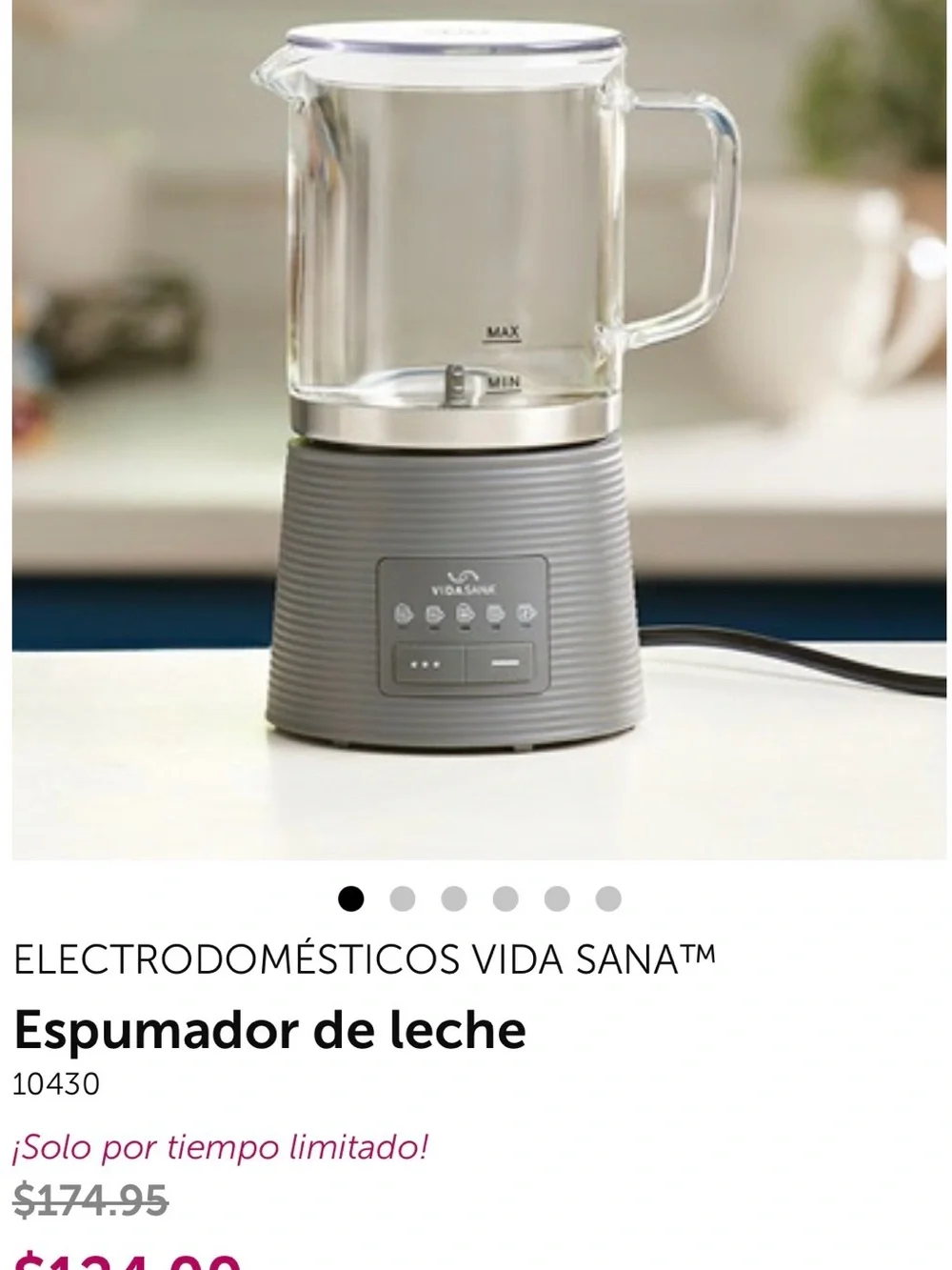 Princess House Gray Electric Milk Frother with Clear Glass Pitcher
